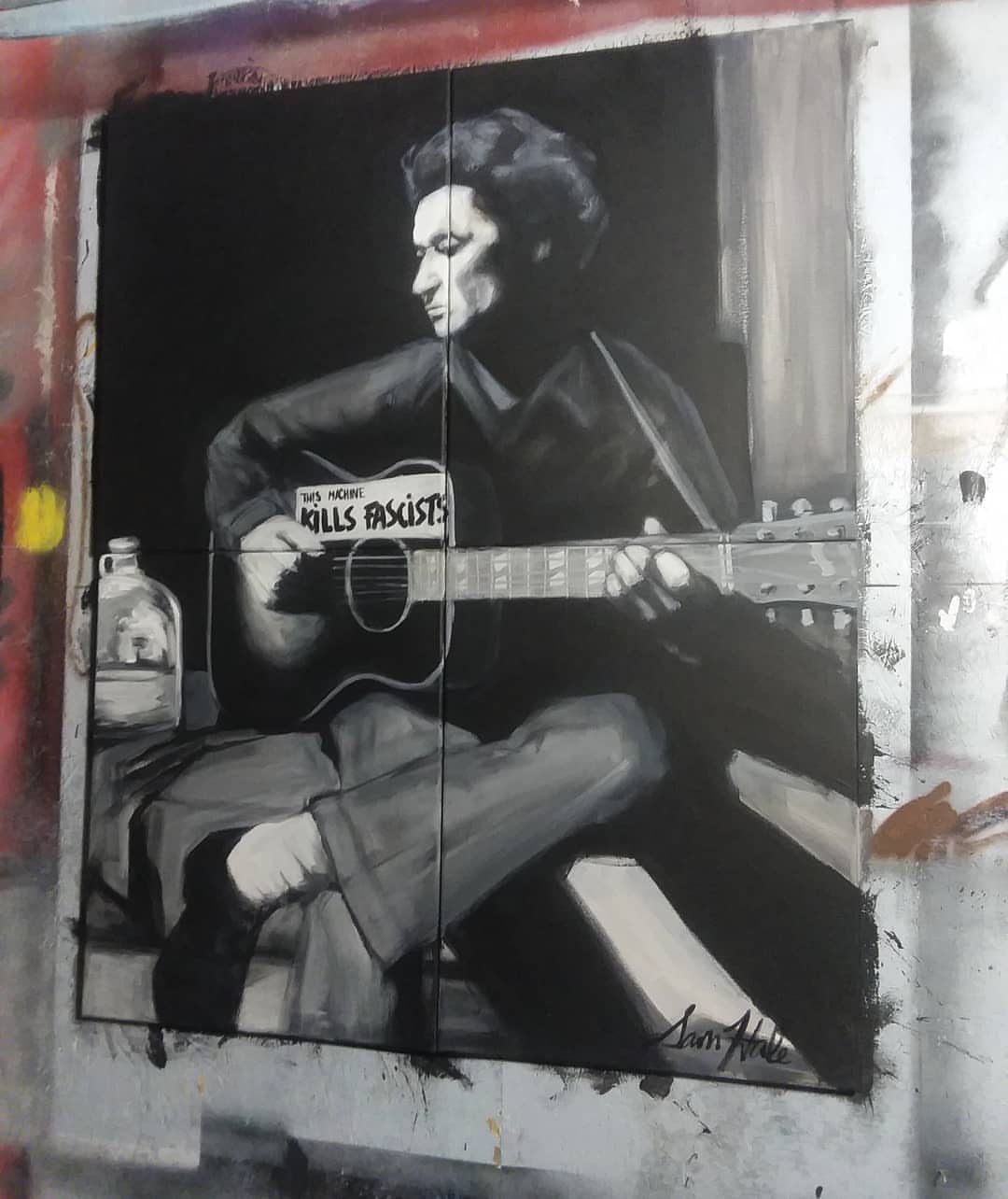 Woody Guthrie ... 40 in by 32 in .. on four separate canvases ... $250 Holla At…