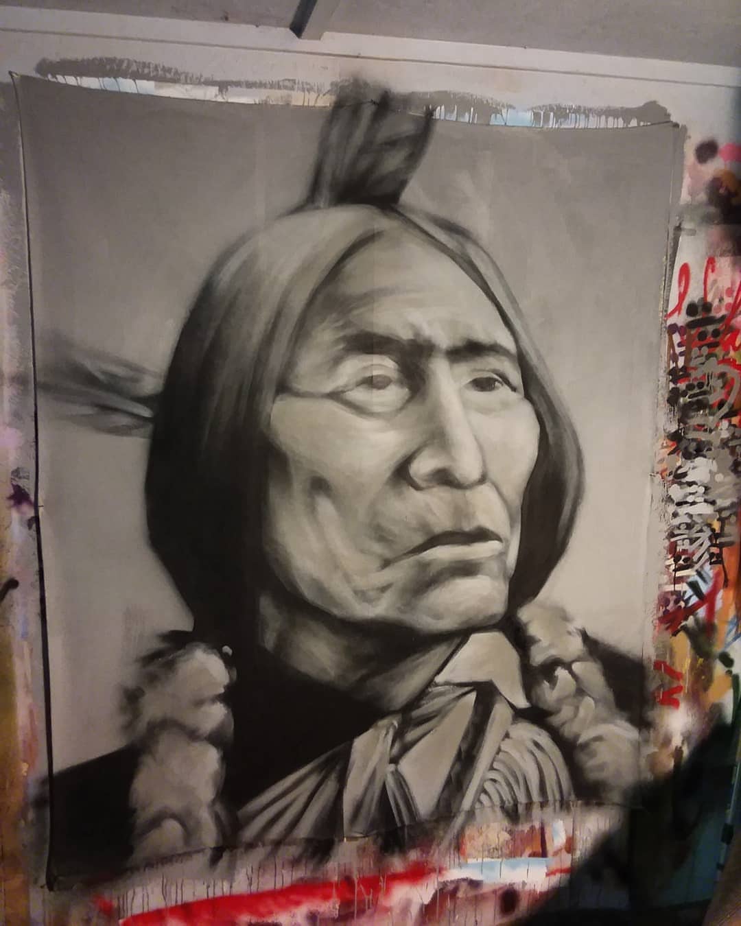 Cheyenne chief Wolf Robe done with all spray
